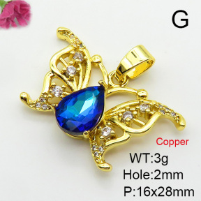 Imitation Crystal Glass & Zirconia  Fashion Copper Pendant  XFPC03494vbmb-G030