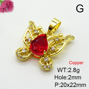 Imitation Crystal Glass & Zirconia  Fashion Copper Pendant  XFPC03505vbmb-G030