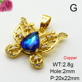 Imitation Crystal Glass & Zirconia  Fashion Copper Pendant  XFPC03506vbmb-G030