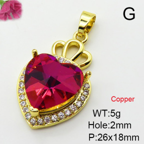 Imitation Crystal Glass & Zirconia  Fashion Copper Pendant  XFPC03528vbmb-G030