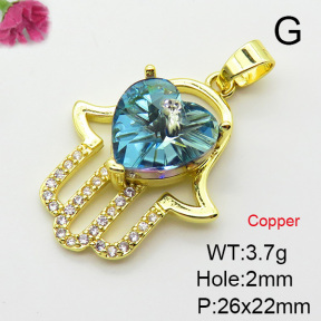 Imitation Crystal Glass & Zirconia  Fashion Copper Pendant  XFPC03533vbmb-G030