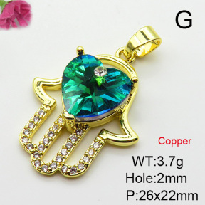 Imitation Crystal Glass & Zirconia  Fashion Copper Pendant  XFPC03538vbmb-G030