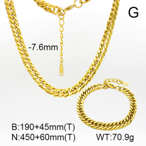 Cuban Link Chains,Four Sides Faceted,Handmade Polished  Stainless Steel Sets  7S0000437vhnv-G029