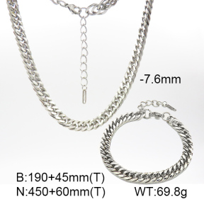 Cuban Link Chains,Four Sides Faceted,Handmade Polished  Stainless Steel Sets  7S0000438bhbo-G029
