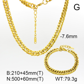 Cuban Link Chains,Four Sides Faceted,Handmade Polished  Stainless Steel Sets  7S0000439vhnn-G029
