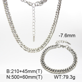 Cuban Link Chains,Four Sides Faceted,Handmade Polished  Stainless Steel Sets  7S0000440vhhl-G029
