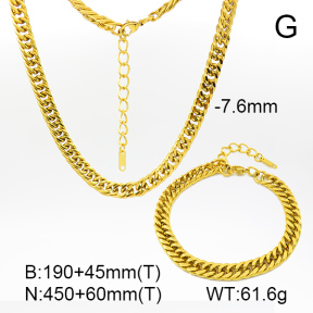 Cuban Link Chains,Two Sides Faceted,Handmade Polished  Stainless Steel Sets  7S0000441bhim-G029
