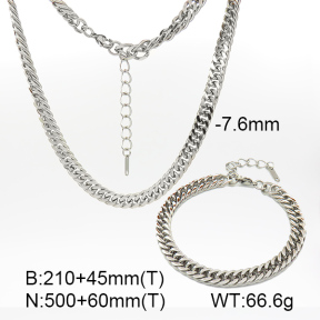 Cuban Link Chains,Two Sides Faceted,Handmade Polished  Stainless Steel Sets  7S0000444bbpj-G029