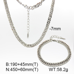 Cuban Link Chains,Four Sides Faceted,Handmade Polished  Stainless Steel Sets  7S0000447bhbh-G029