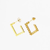Handmade Polished  Rectangle  PVD Vacuum plating gold    Stainless Steel Earrings  E:21x15mm  GEE000224bhva-066