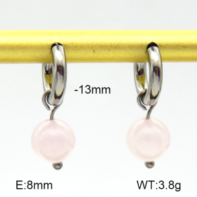 Rose Quartz  Stainless Steel Earrings  7E4000153vbnb-908