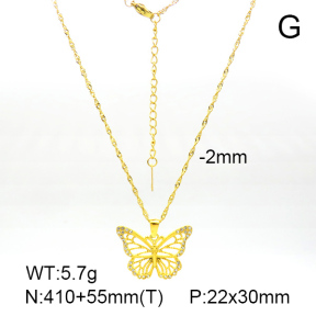 Czech Stones,Handmade Polished  Butterfly  Stainless Steel Necklace  7N4000217bhia-066