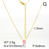 Stainless Steel Necklace  Zircon,Handmade Polished  7N4000218vbpb-066
