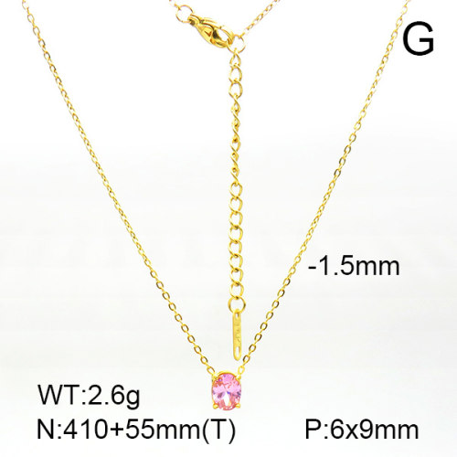 Stainless Steel Necklace  Zircon,Handmade Polished  7N4000218vbpb-066