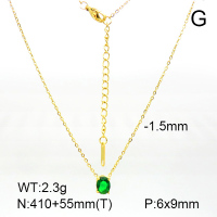 Stainless Steel Necklace  Zircon,Handmade Polished  7N4000219vbpb-066