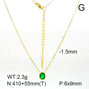Zircon,Handmade Polished  Oval  Stainless Steel Necklace  7N4000219vbpb-066