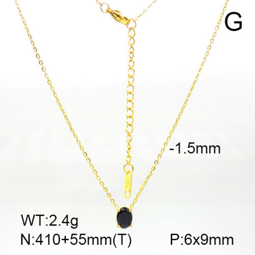 Stainless Steel Necklace  Zircon,Handmade Polished  7N4000220vbpb-066