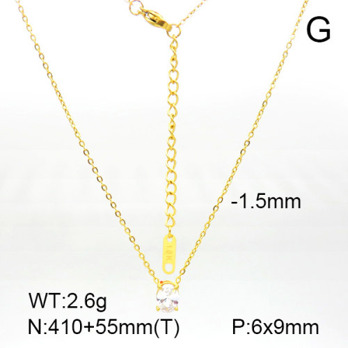 Stainless Steel Necklace  Zircon,Handmade Polished  7N4000221vbpb-066