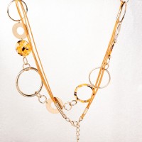 Polyester & Plate & Iron  & Copper  Fashion Necklace  Weight:60.8g  D:50mm N:880+100mm(T)    GEN000297vhpl-Y08