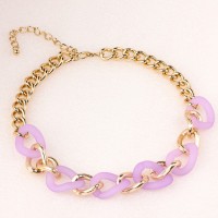 Acrylic & Iron & Aluminum  Fashion Necklace  Weight:98.3g  33x25mm W:13mm N:500+100mm(T)   GEN000299vhkp-Y08