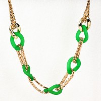 Acrylic & Iron  Fashion Necklace  Weight:93g  33x25mm W:7mm N:530+100mm（T)  GEN000309vhkp-Y08