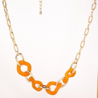 Acrylic & Iron & Alloy  Fashion Necklace  Weight:75.2g  34x29mm W:8mm N:810+100mm(T)  GEN000314bhjm-Y08