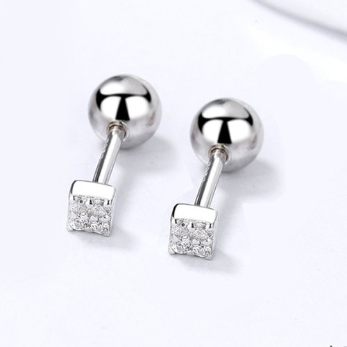 925 Silver Earrings  Weight:0.5g  2.5mm  JE1041bbpk-Y06  A-37-02