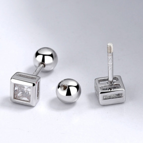 925 Silver Earrings  Weight:1.4g  4.5mm  JE1042bhki-Y06  A-37-02