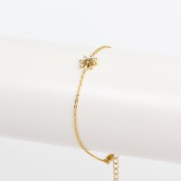 Czech Stones,Handmade Polished  Flower Shape  PVD Vacuum plating gold  Stainless Steel Bracelet  WT:1.6g  P:9mm L:170+50mm(T)  GEB000100abol-066