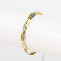Handmade Polished  Blade  PVD Vacuum plating gold  Stainless Steel Bracelet  WT:5.4g  W:3mm L:170+50mm(T)  GEB000102bhia-066
