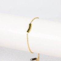Czech Stones,Handmade Polished  Strip  PVD Vacuum plating gold  Stainless Steel Bracelet  WT:1.8g  P:5x15mm L:170+50mm(T)  GEB000104abol-066