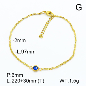 Stainless Steel Anklets  Zircon  7A9000094vbmb-908
