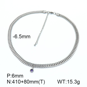 Stainless Steel Necklace  Zircon,Handmade Polished  7N4000261ahjb-908
