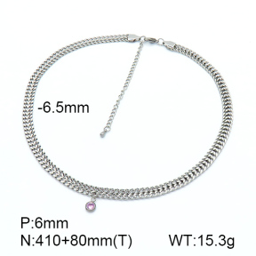 Stainless Steel Necklace  Zircon,Handmade Polished  7N4000262ahjb-908