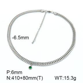 Stainless Steel Necklace  Zircon,Handmade Polished  7N4000265ahjb-908
