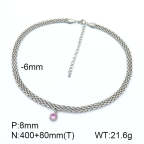 Stainless Steel Necklace  Zircon,Handmade Polished  7N4000278vhkb-908