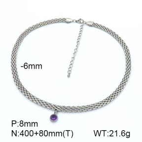 Stainless Steel Necklace  Zircon,Handmade Polished  7N4000280vhkb-908