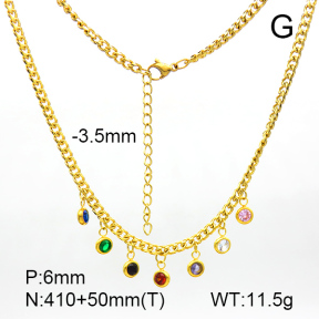 Stainless Steel Necklace  Zircon  7N4000323ahpv-908