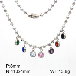 Stainless Steel Necklace  Zircon  7N4000326ahpv-908