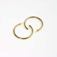 Handmade Polished  Hoop  PVD Vacuum plating gold  Stainless Steel Earrings  WT:11.4g  E:51mm  GEE000295vhkb-066