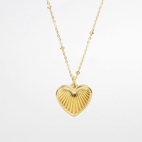 Handmade Polished  Heart Shaped  PVD Vacuum plating gold  Stainless Steel Necklace  WT:5.9g  P:17x18mm N:400x1.5mm  GEN000409vbpb-066