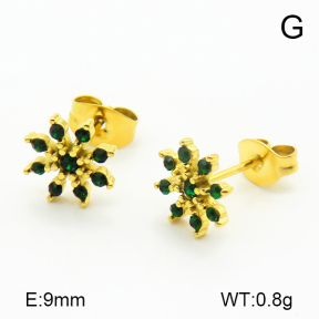 Czech Stones,Handmade Polished  Flower  Stainless Steel Earrings  7E4000218bhia-066