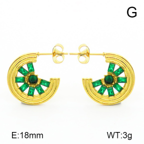 Zircon,Handmade Polished  Sector  Stainless Steel Earrings  7E4000222ahjb-066