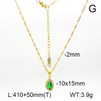 Czech Stones & Zircon,Handmade Polished  Olive-Shaped  Stainless Steel Necklace  7N4000328bhia-066