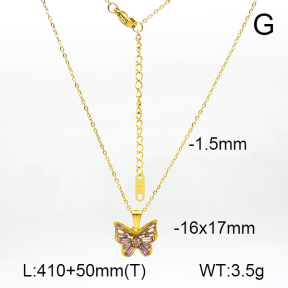 Zircon,Handmade Polished  Butterfly  Stainless Steel Necklace  7N4000341vhkb-066