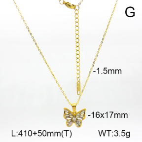 Zircon,Handmade Polished  Butterfly  Stainless Steel Necklace  7N4000342vhkb-066