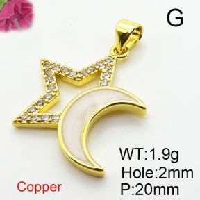 Fashion Copper Pendant  Zirconia & Enamel  XFPC04231avja-L024