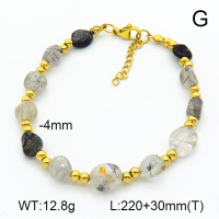 Black Rutilated Quartz  Stainless Steel Anklets  7A9000157vhha-908