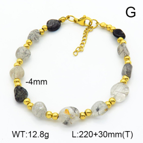 Black Rutilated Quartz  Stainless Steel Anklets  7A9000157vhha-908