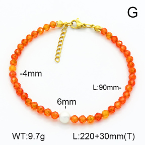 Zircon & Shell Bead  Stainless Steel Anklets  7A9000161bhia-908